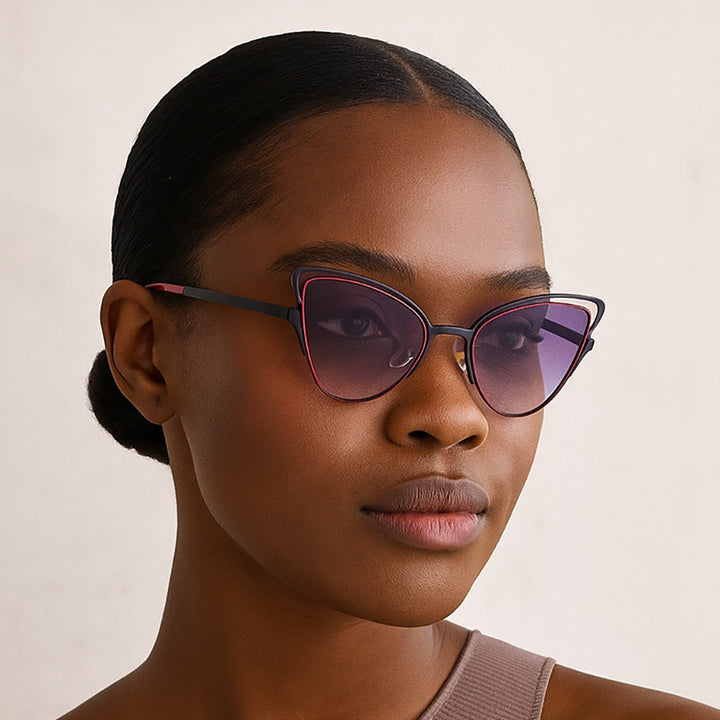 Women's Cat-Eye Sunglasses with Luxurious Metal Frame and High-Quality Gradient Lenses Bowlift