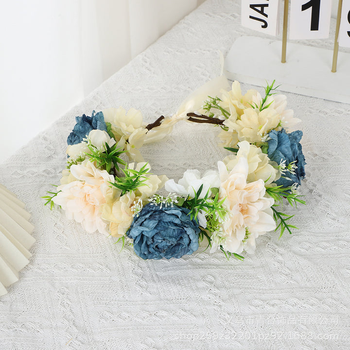 Handmade Romantic Artificial Flower Crown Headband for Bridal and Festival Bowlift