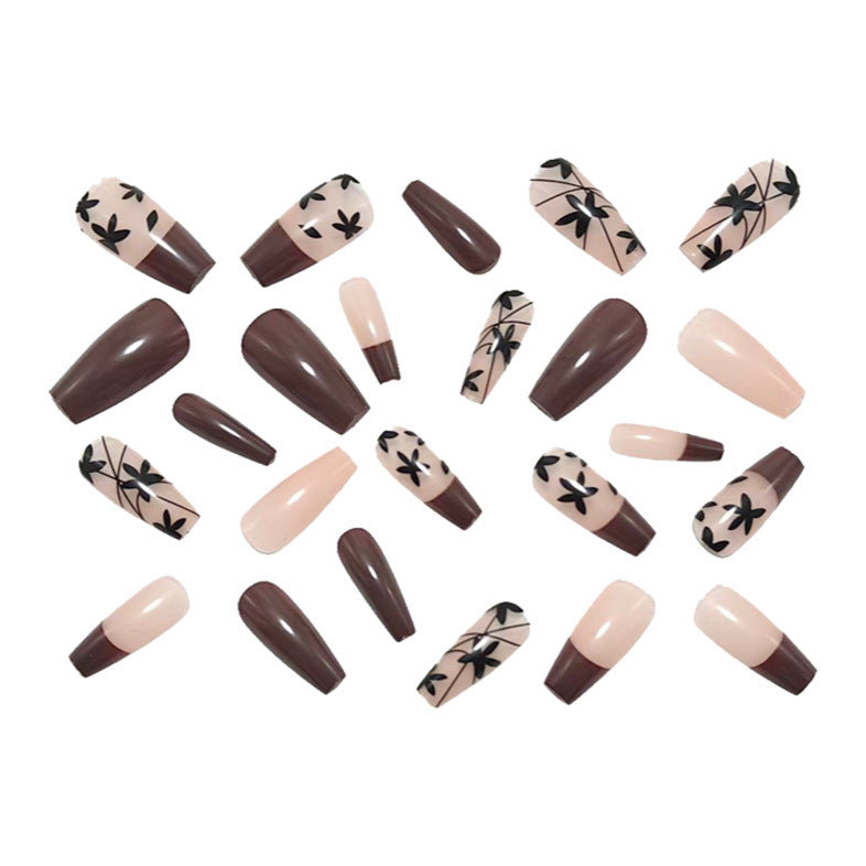 Artificial Nails in Elegant Design with Flower Motif and Gloss Finish Bowlift