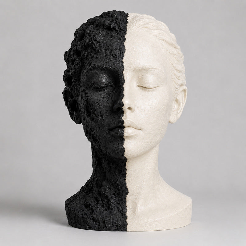 Artistic Gold and Black Decorative Bust Sculpture