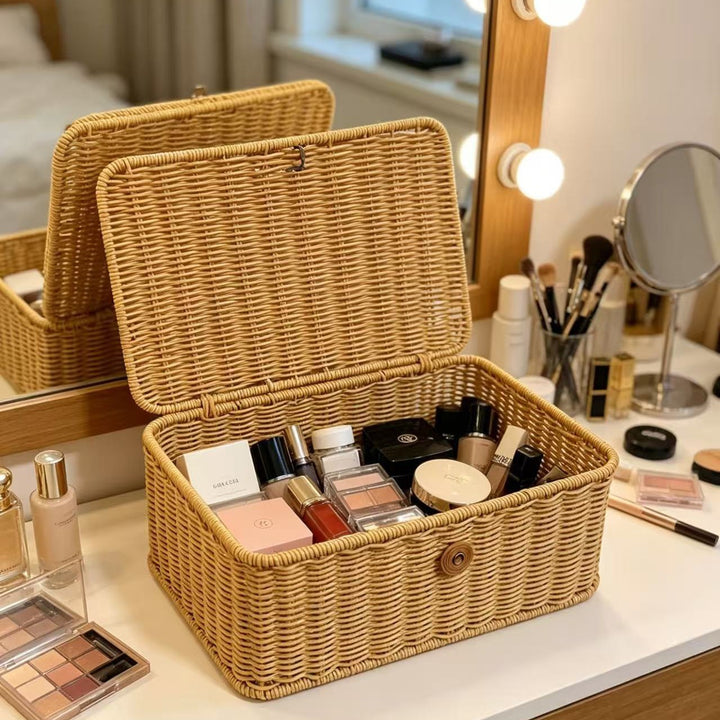 Handcrafted Natural Wicker Storage Box Bowlift
