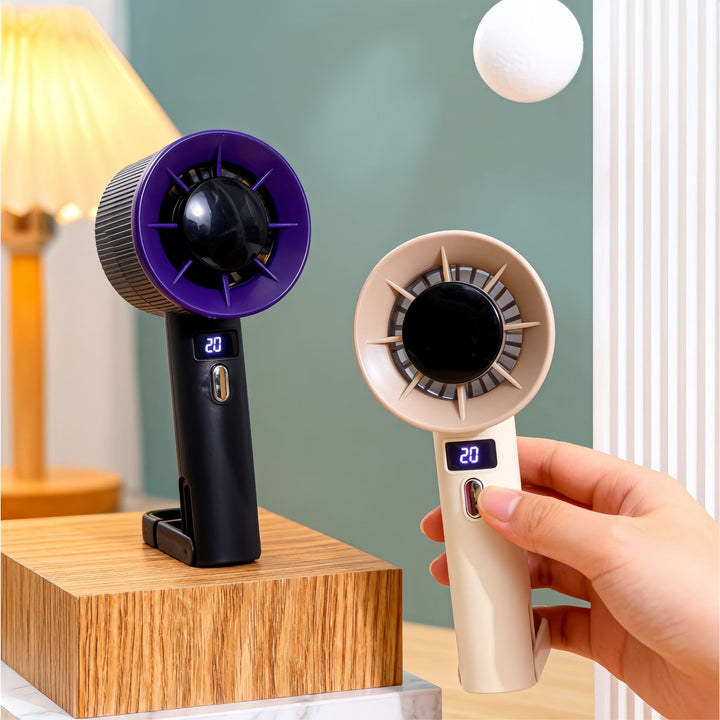 Women's portable handheld fan with LED display and USB connection Bowlift