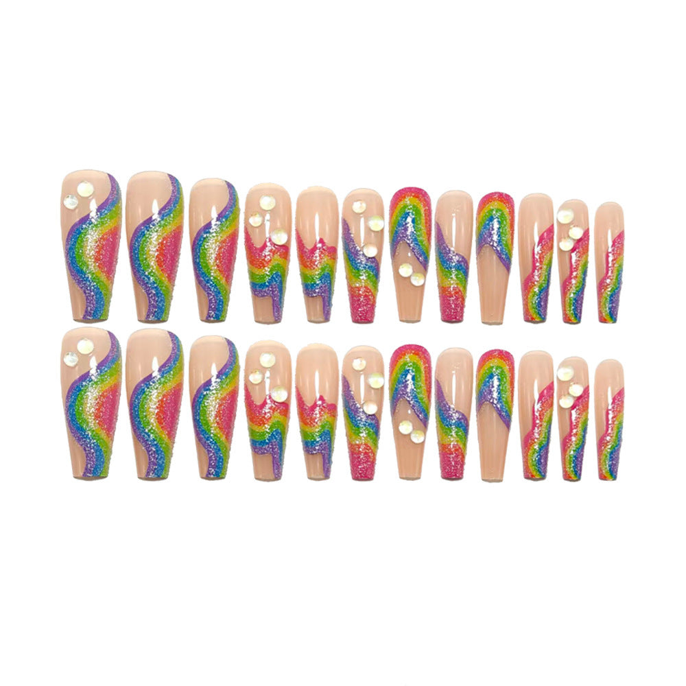 Creative Rainbow Design Art Nails Bowlift