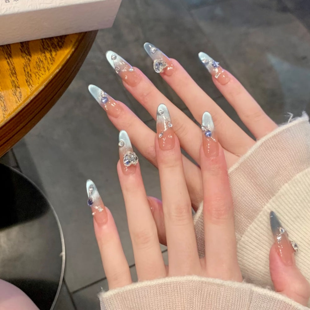 Decorative Crystal-Embellished Press-On Nail Set Bowlift