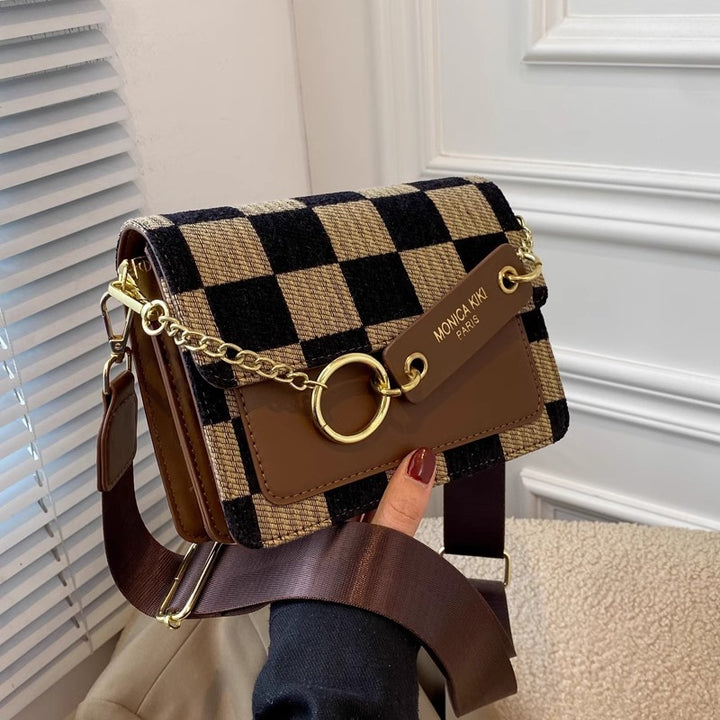 Fashion-Forward Checkered Crossbody Bag Bowlift
