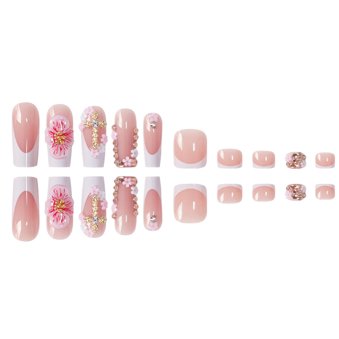 Decorative Floral Acrylic Nail Art Extensions Bowlift