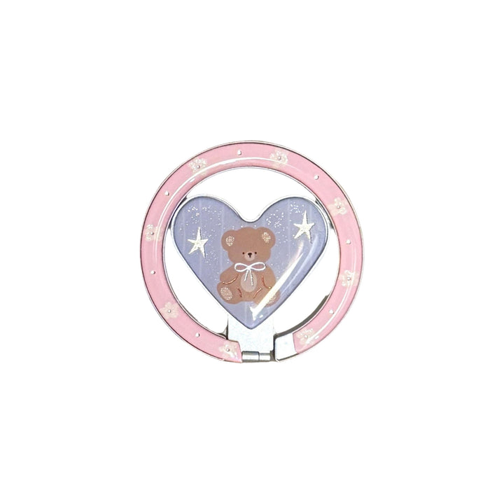 Hand mirror in heart-shaped design with bear motif Bowlift