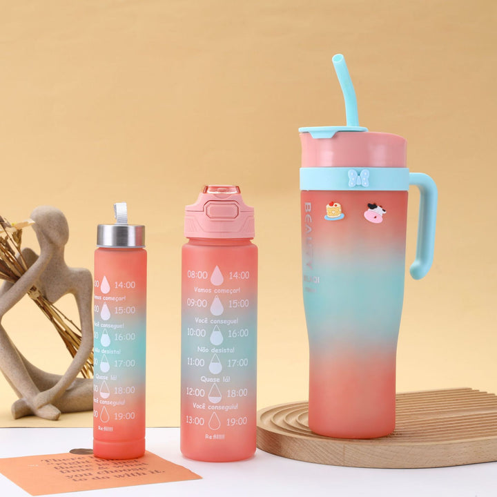 Ladies stylish and practical water bottle with design and time markings Bowlift