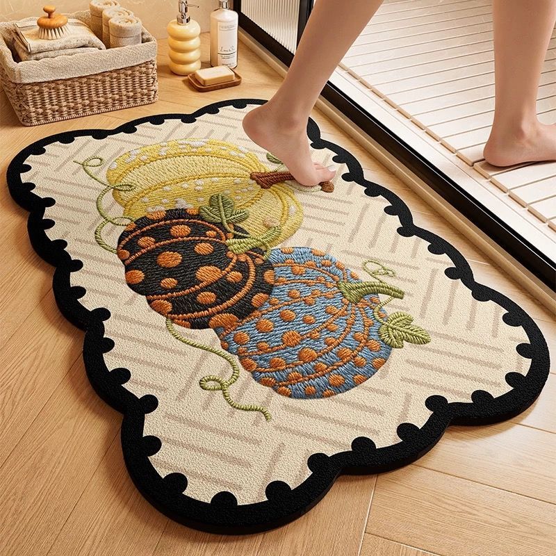 Pumpkin-Themed Embroidered Area Mat
