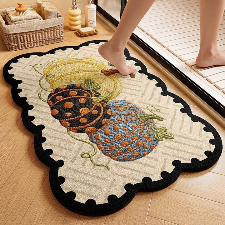 Pumpkin-Themed Embroidered Area Mat