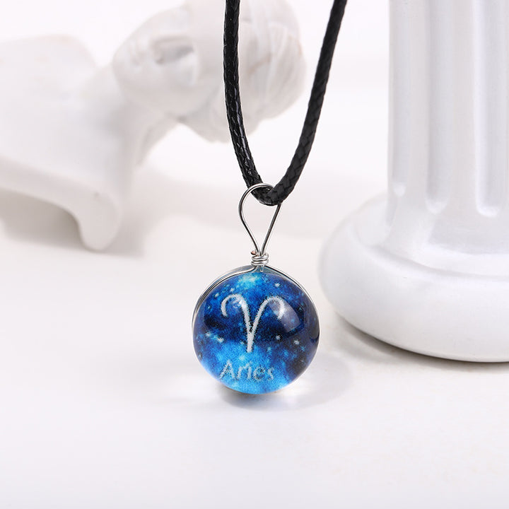 Zodiac Glass Dome Pendant Necklace on Braided Cord Bowlift