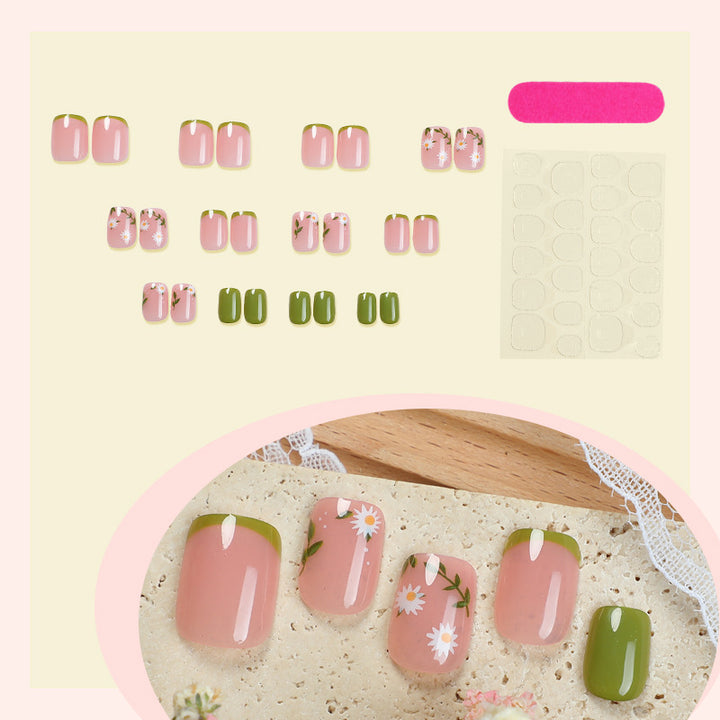 Decorative Press-On Nail Art Set with Botanical Accents Bowlift