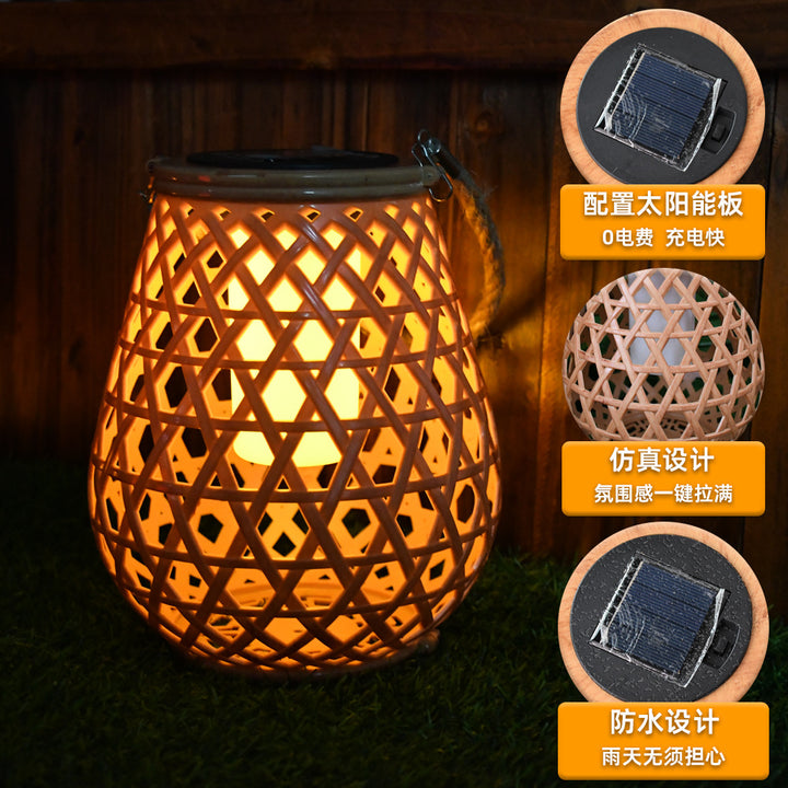 Decorative Woven Lantern With Rope Handle Bowlift