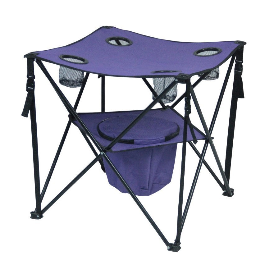 Camping table with integrated cup holders Bowlift