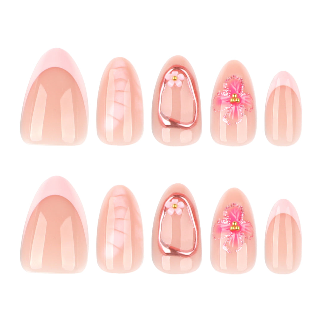 Artistic acrylic nails with floral design Bowlift