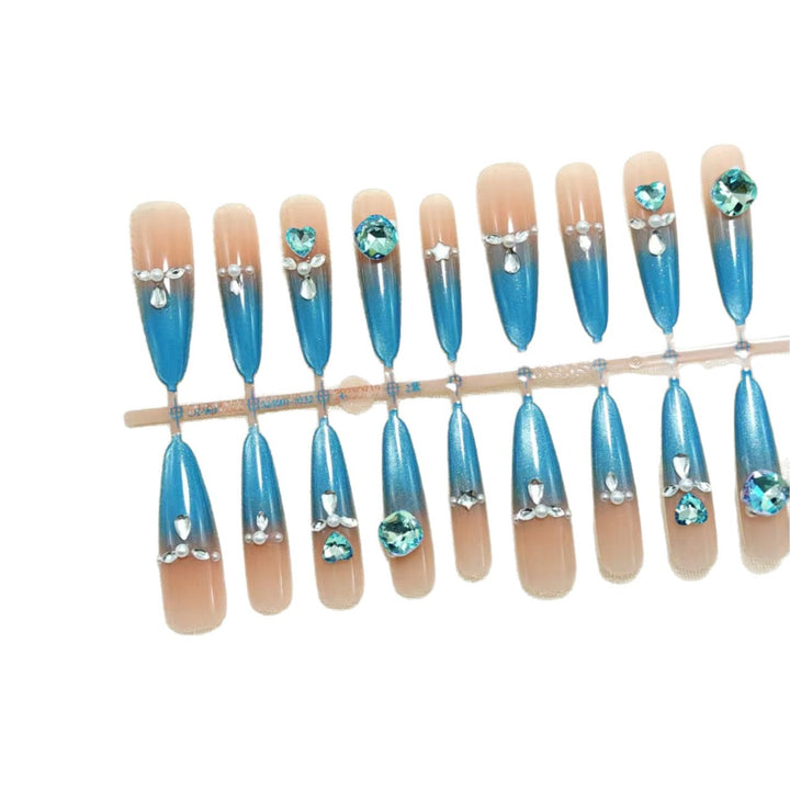 Glamorous artificial nails with sparkling rhinestone elements Bowlift