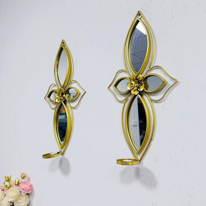 Elegant Floral Wall Mirror with Decorative Metal Design Bowlift