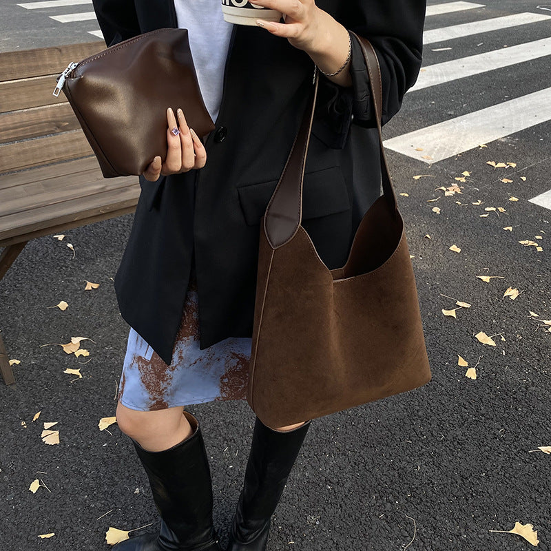 Suede Hobo Handbag Bowlift
