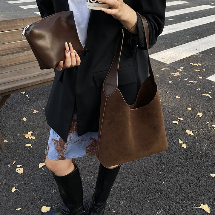 Suede Hobo Handbag Bowlift