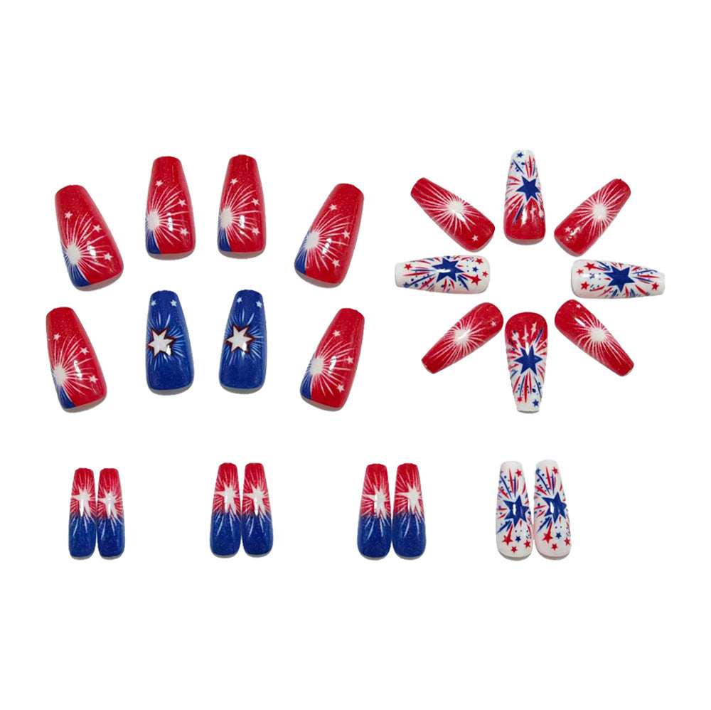 Artificial Nails in Festive Fireworks Design Bowlift