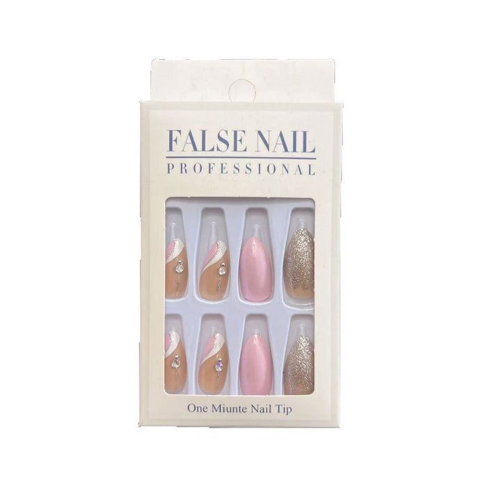 Elegant Artificial Nail Tips with Glitter Accents Bowlift