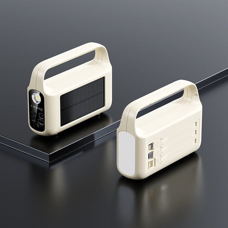 Portable solar power bank with integrated LED display and ergonomic carrying handle Bowlift