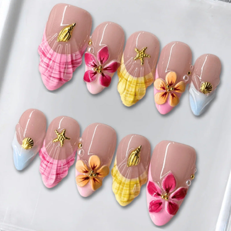 Floral Themed Premium Press-On Nail Art Set Bowlift