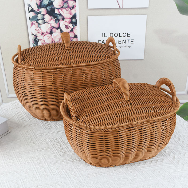 Handwoven Wicker Storage Basket Bowlift