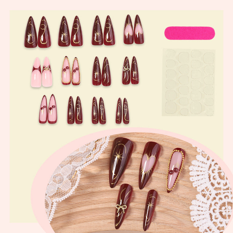 Premium Artistic Stiletto Press-On Nail Design Bowlift