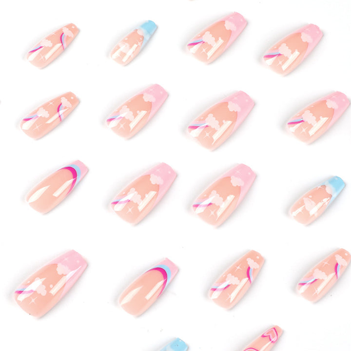 Artificial nail art with rainbow design Bowlift