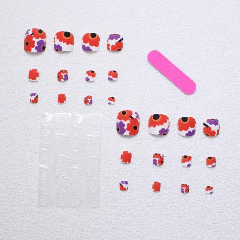 Creative Floral Print Press-On Toenails Bowlift