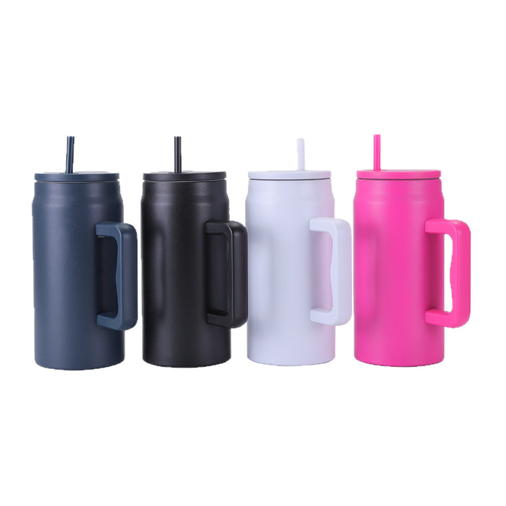 Women's reusable drinking cup with straw and ergonomic handle Bowlift
