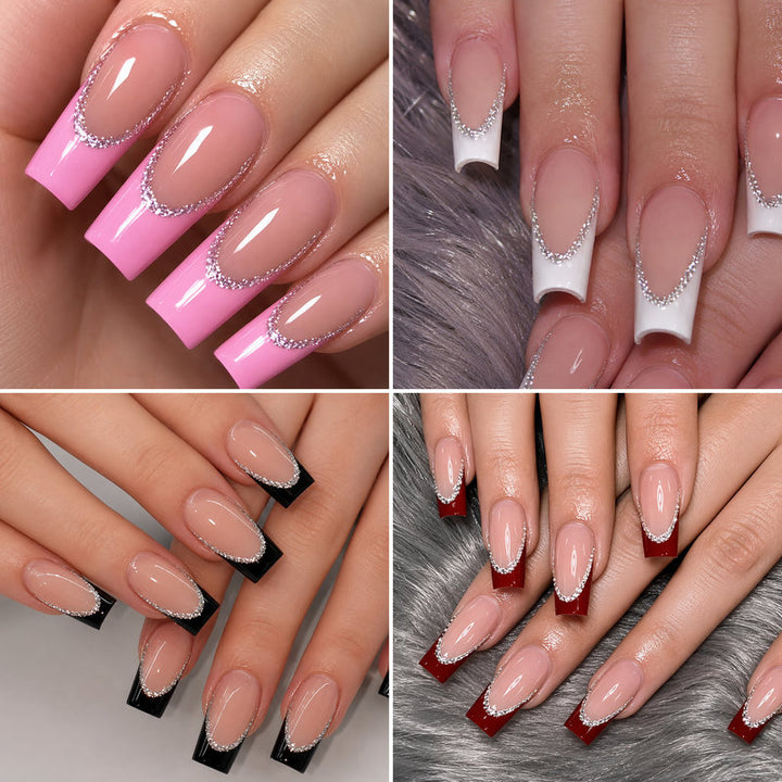 Premium Artificial Nail Set with Elegant Decoration Bowlift