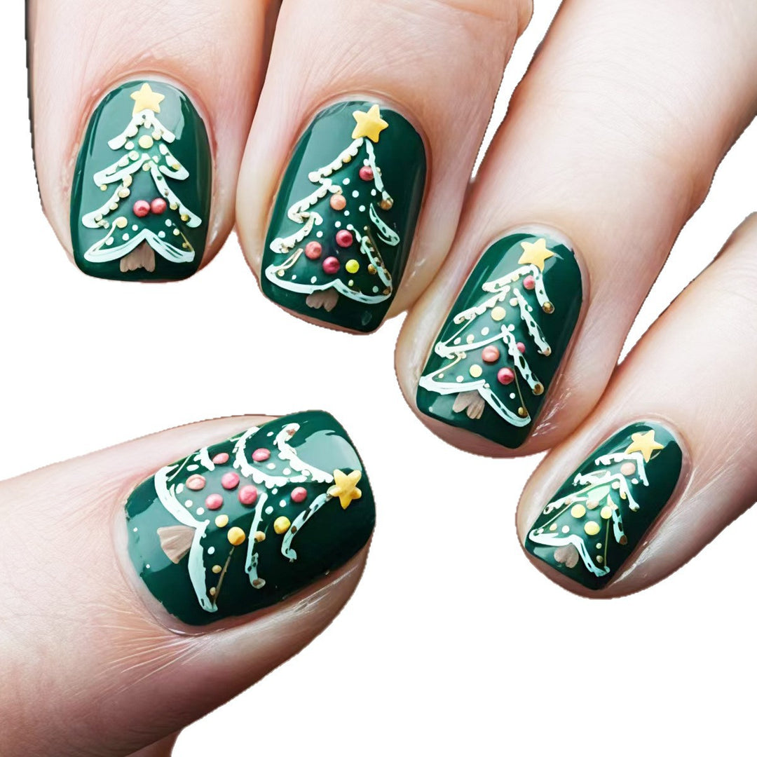 Festive Christmas Tree Nail Art Bowlift