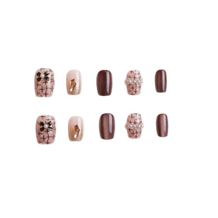Decorative Floral Press-On Nail Art Bowlift