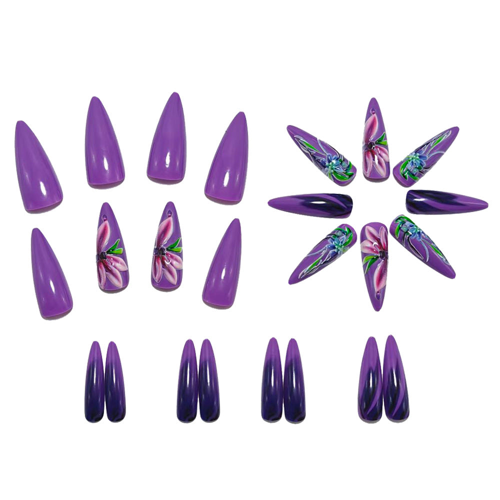Artificial nails with artful floral design Bowlift