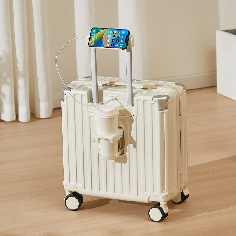Hard-Shell Luggage With Integrated USB Port And Practical Cup Holder Bowlift