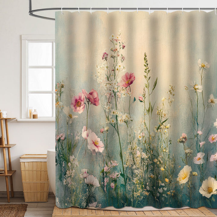 Floral Patterned Bathroom Shower Curtain Bowlift