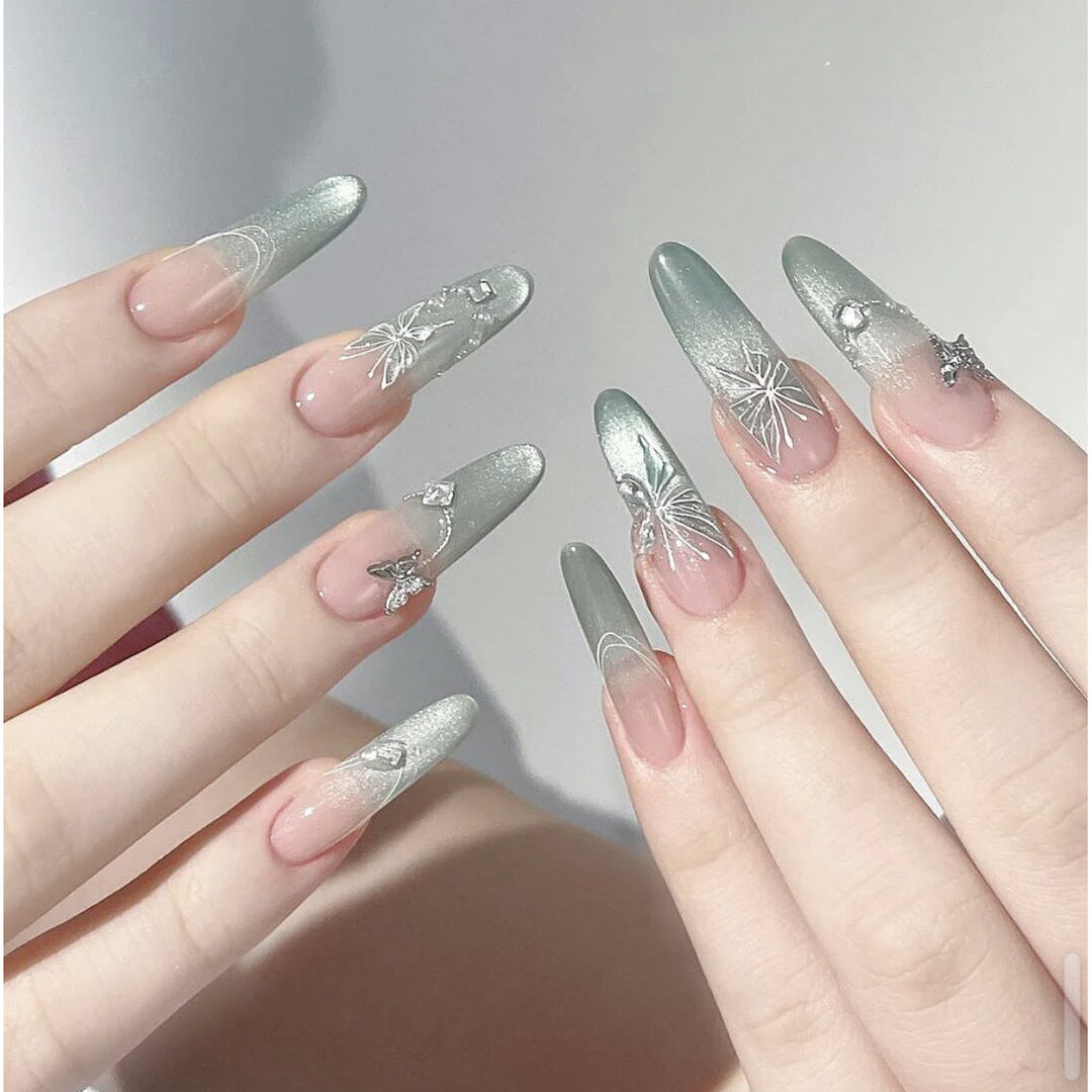 Artistic Floral Detailed Press-On Nail Set Bowlift