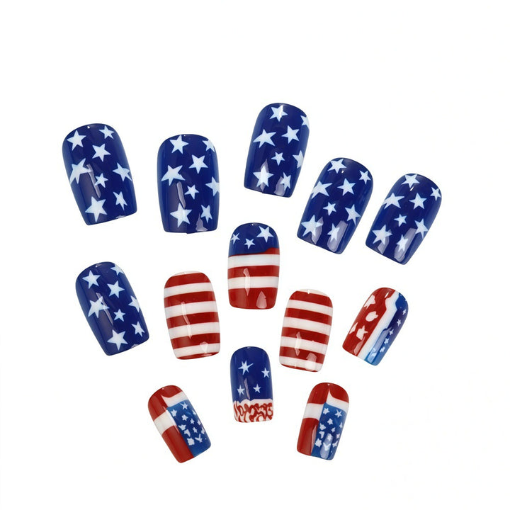 Creative artistic nails in patriotic design Bowlift