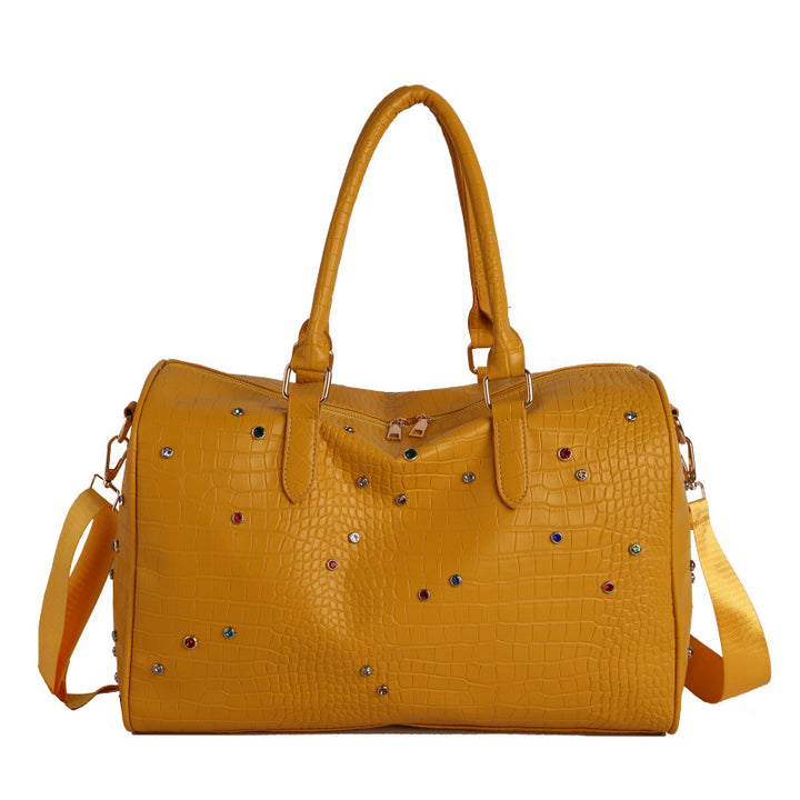 Elegant Handbag with Luxurious Crocodile Pattern and Colorful Applications Bowlift