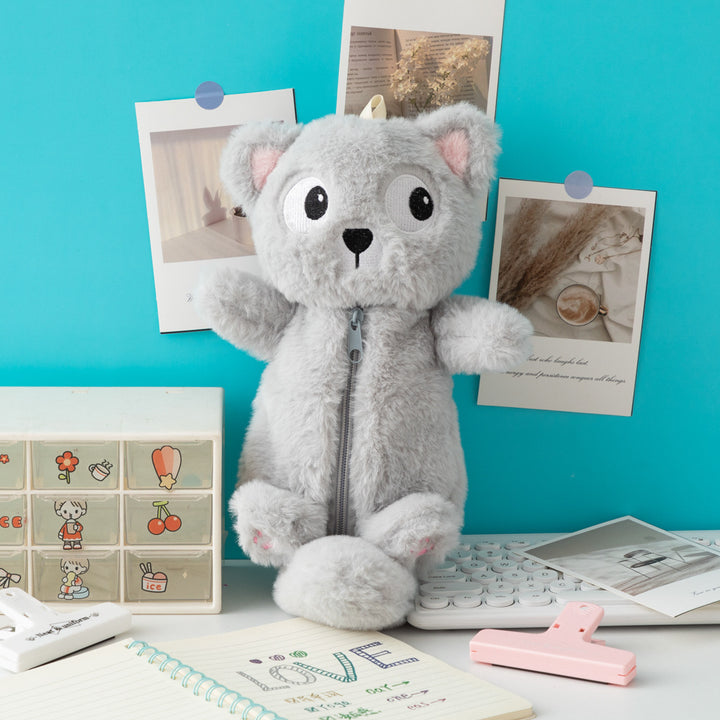 Cute Plush Cat-Themed Pencil Case Bowlift