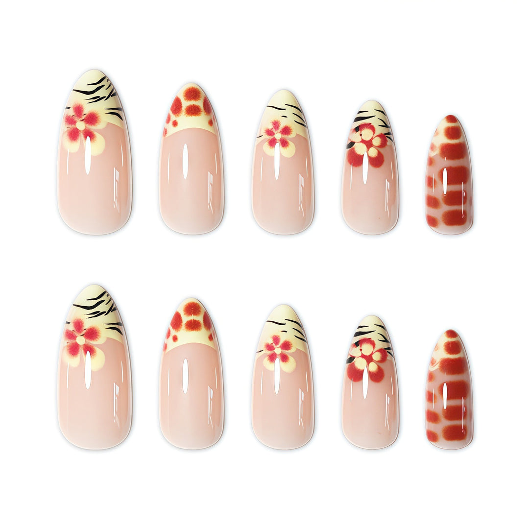 Artistic Floral Acrylic Nail Enhancements Bowlift
