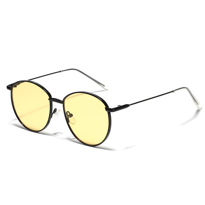Women's round sunglasses with slim metal frame and polarized lenses Bowlift