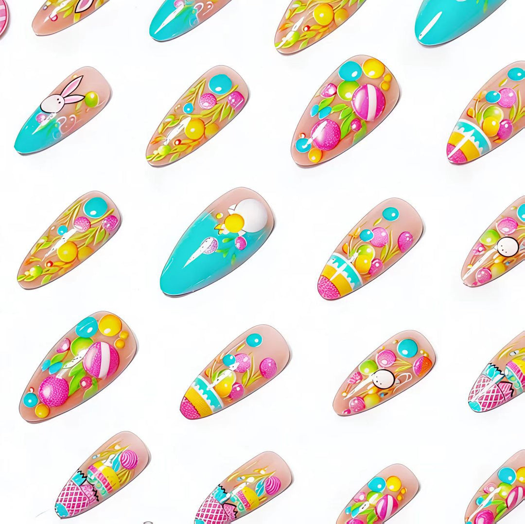 Artificial nails with cheerful Easter design Bowlift