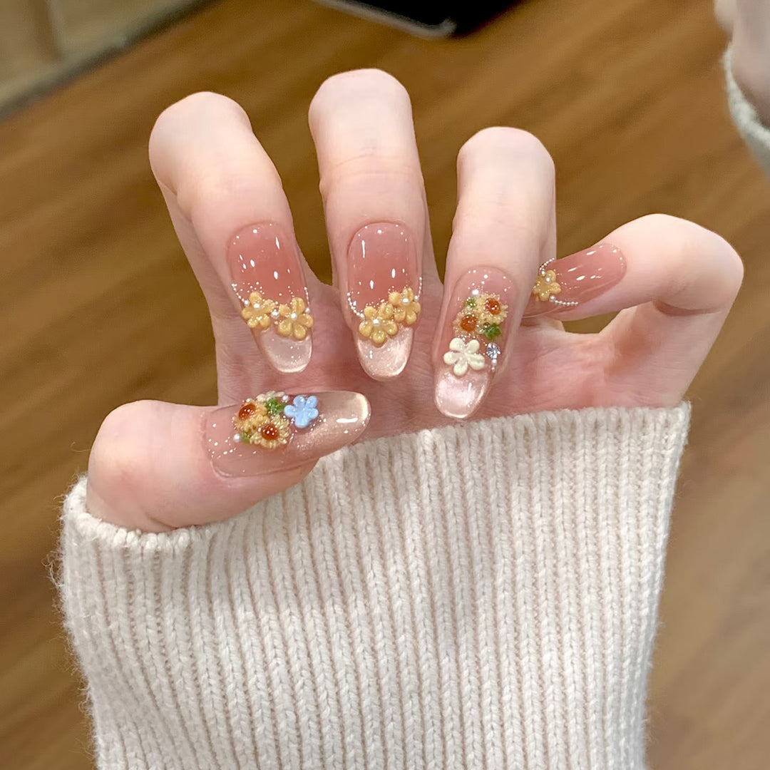 Floral Design Decorative Press-On Nails Bowlift