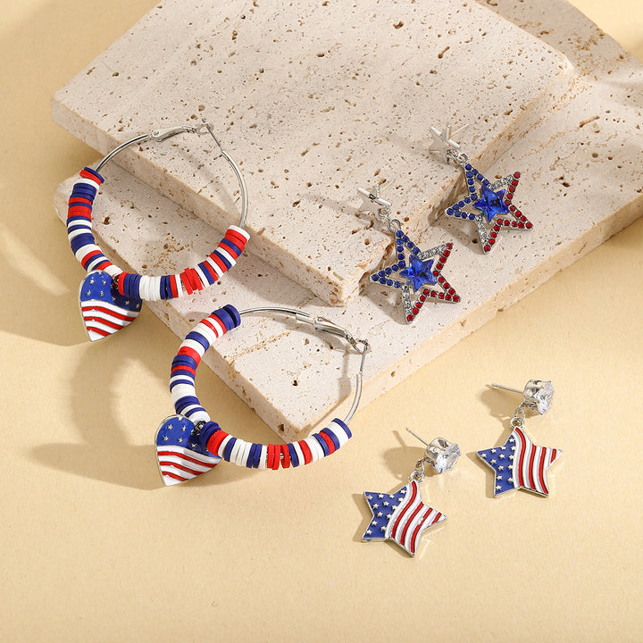 Unisex nan beaded patriotic keychain charm with MAGA letter cubes and enamel star pendant Bowlift