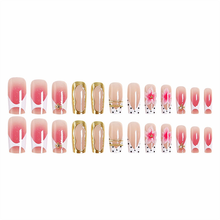 Artistic 3D Nail Tips with Floral Accents Bowlift