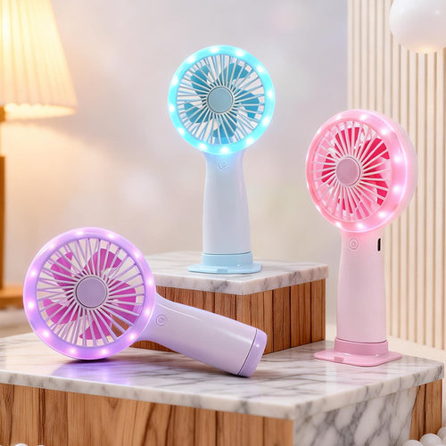 Portable hand fan with LED lighting Bowlift