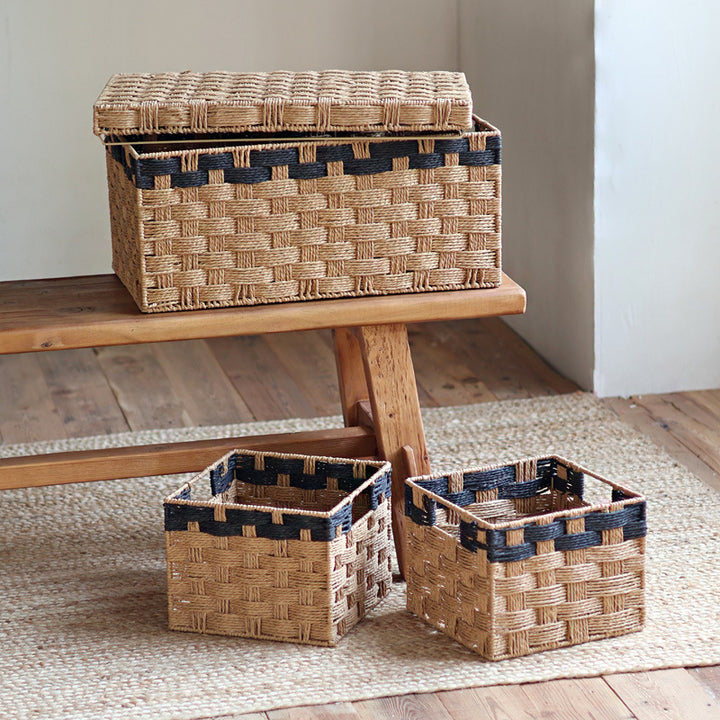 Square storage basket made of natural material Bowlift
